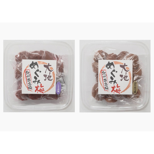 「紀州南高梅 大地めぐみ梅」はちみつ梅干しつぶれ・しそ漬梅干しつぶれ各300ｇ