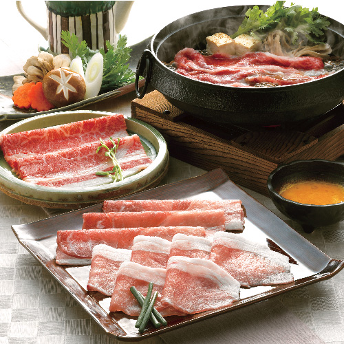 黒毛和牛と黒豚のすきやき肉   各200g