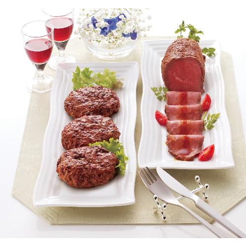 神戸牛ハンバーグとオーストラリア産牛ローストビーフ